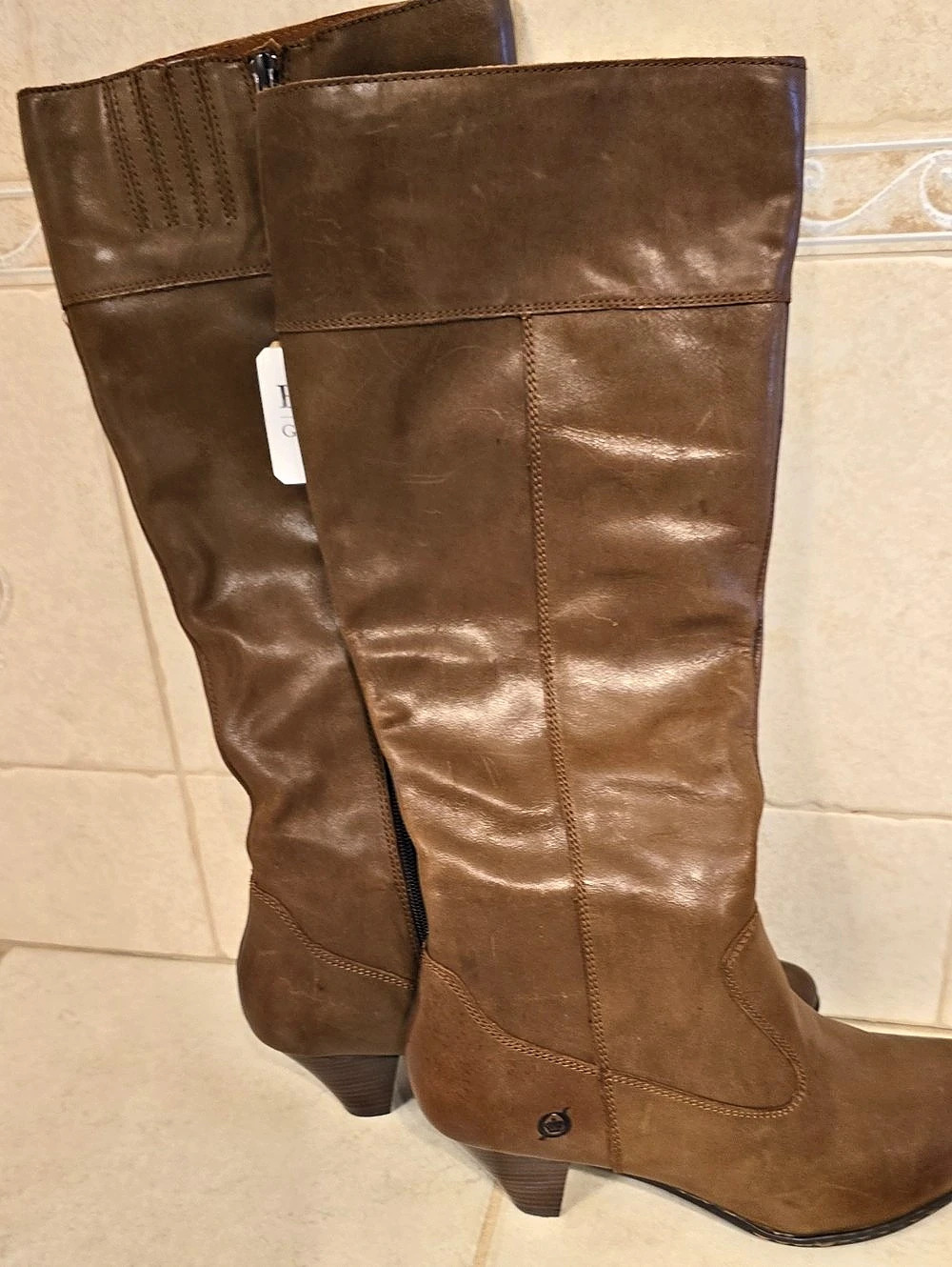 Born Brand Brown Knee-High Heeled Boots US 11 NWT